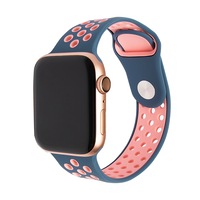 Curea silicon pentru Apple Watch 2/3/4/5/6, Bratara Silicon sport, Nike+, Edition 42mm si 44mm Blue Marin / Roz