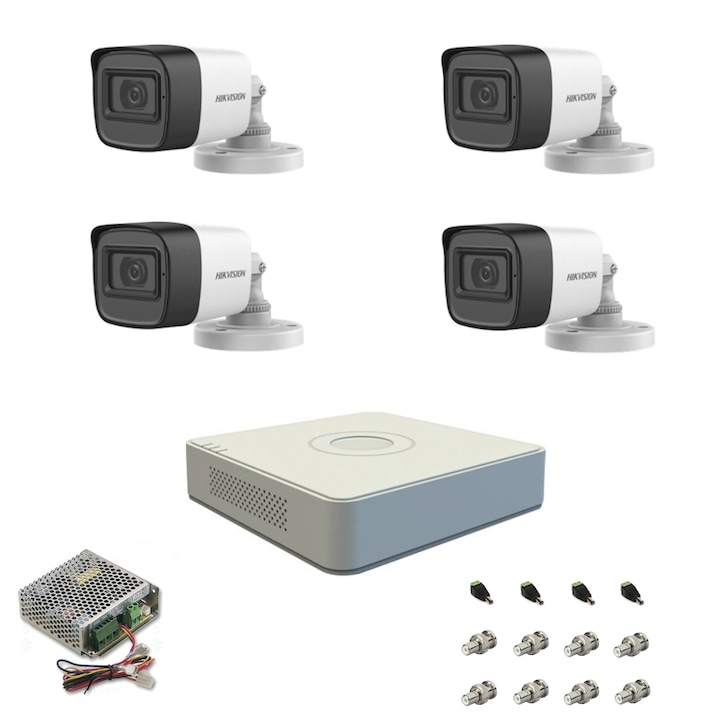 Sistem supraveghere Hikvision 2 camere Ultra Low-Light 2 MP Full HD 1080P, IR 60m