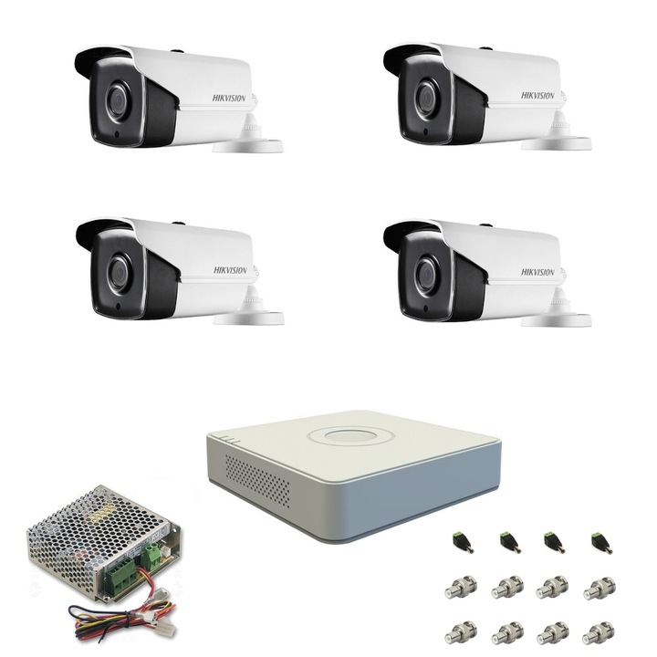 HIKVISION 5 MEGAPIXEL megfigyelőrendszer készlet, DVR + 4 kamera + forrás + tartozékok