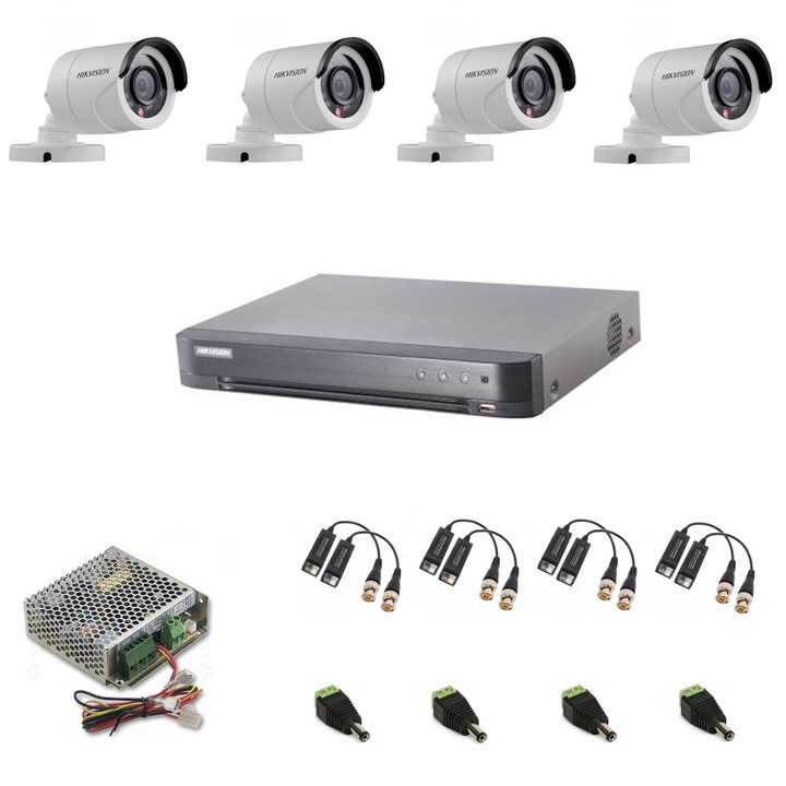 HIKVISION FULL HD Surveillance System Kit, amely DVR + 4 kamera + forrás + tartozékok