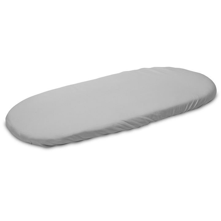 Cearceaf pentru saltea landou copii Sensillo Jersey Gri 75x35 cm din bumbac cu elastic roata, lavabil 40grade