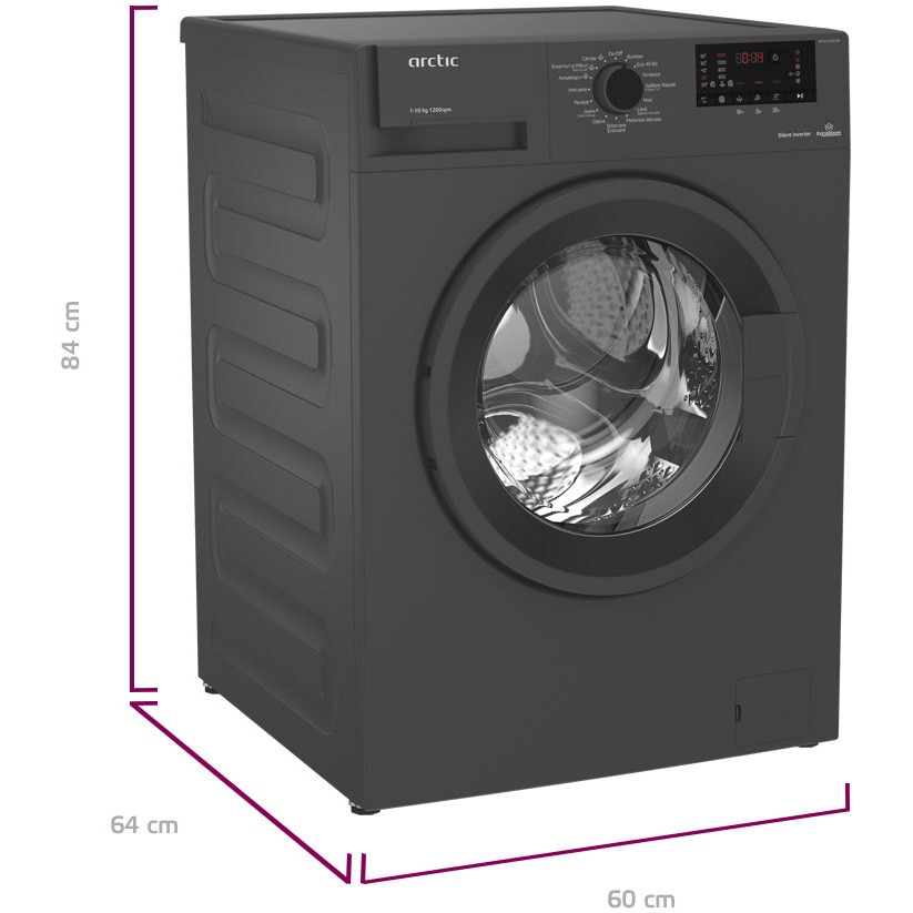 Masina de spalat rufe Arctic AB101223XLAB, 10 kg, 1200 rpm, Clasa B, Hygiene+Steam, Add-In, Steam Clean, Child Lock, Display LCD, Motor Silent Inverter, Antracit