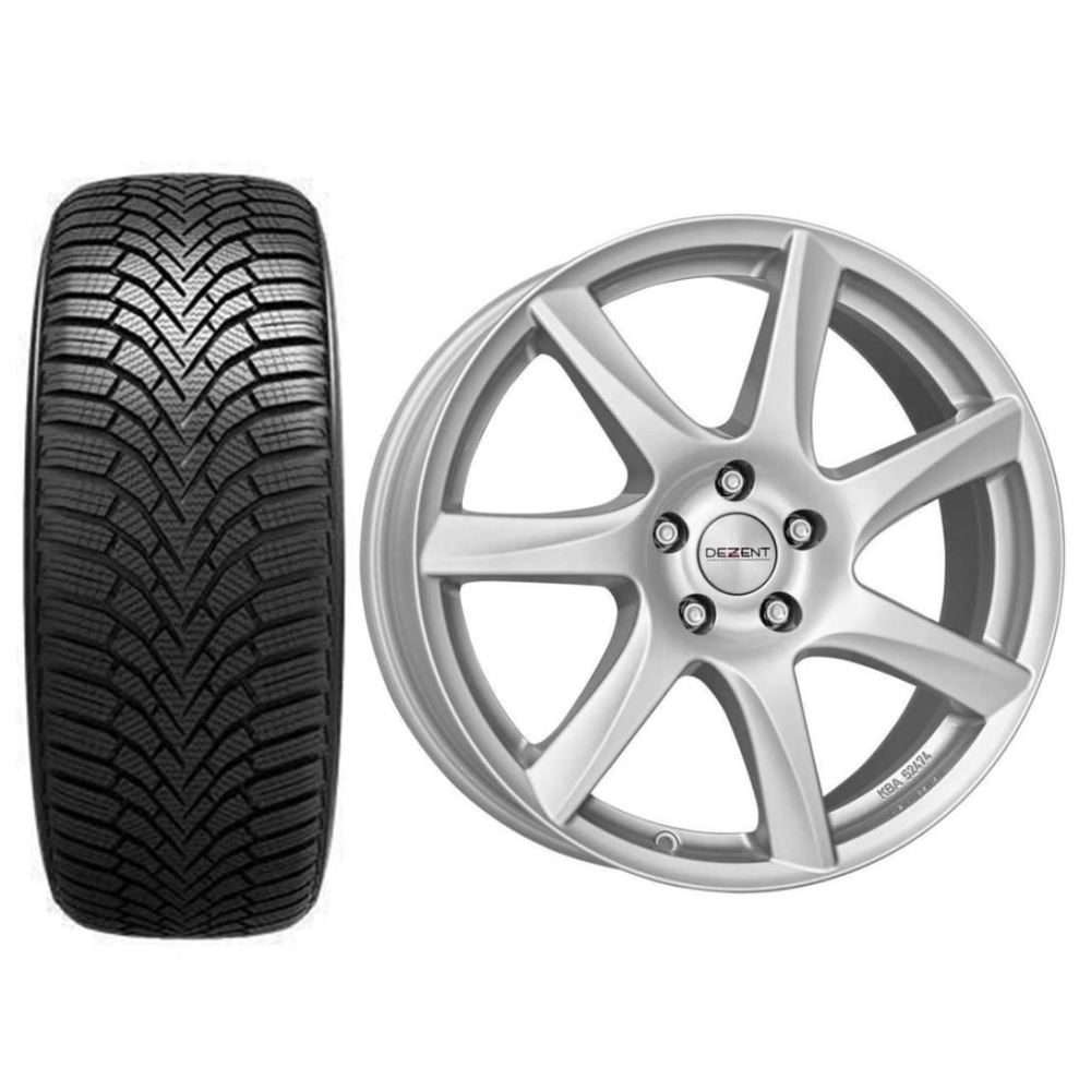 Roata completa Skoda Kamiq, VW T-Cross janta aliaj Dezent TW Silver 6.5x16 + anvelopa iarna Sailun IceBlazer Alpine+ 205/60R16 92H