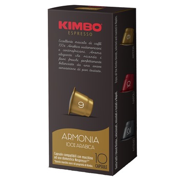 Capsule cafea Kimbo Armonia, compatibile Nespresso, 10 capsule, 55g Capsule cafea Kimbo Armonia, compatibile Nespresso, 10 capsule, 55g