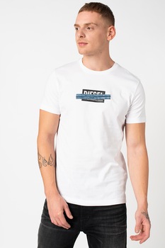Diesel, Tricou cu imprimeu logo Diegos, Alb/Negru/Albastru, 2XL Diesel, Tricou cu imprimeu logo Diegos, Alb/Negru/Albastru, 2XL
