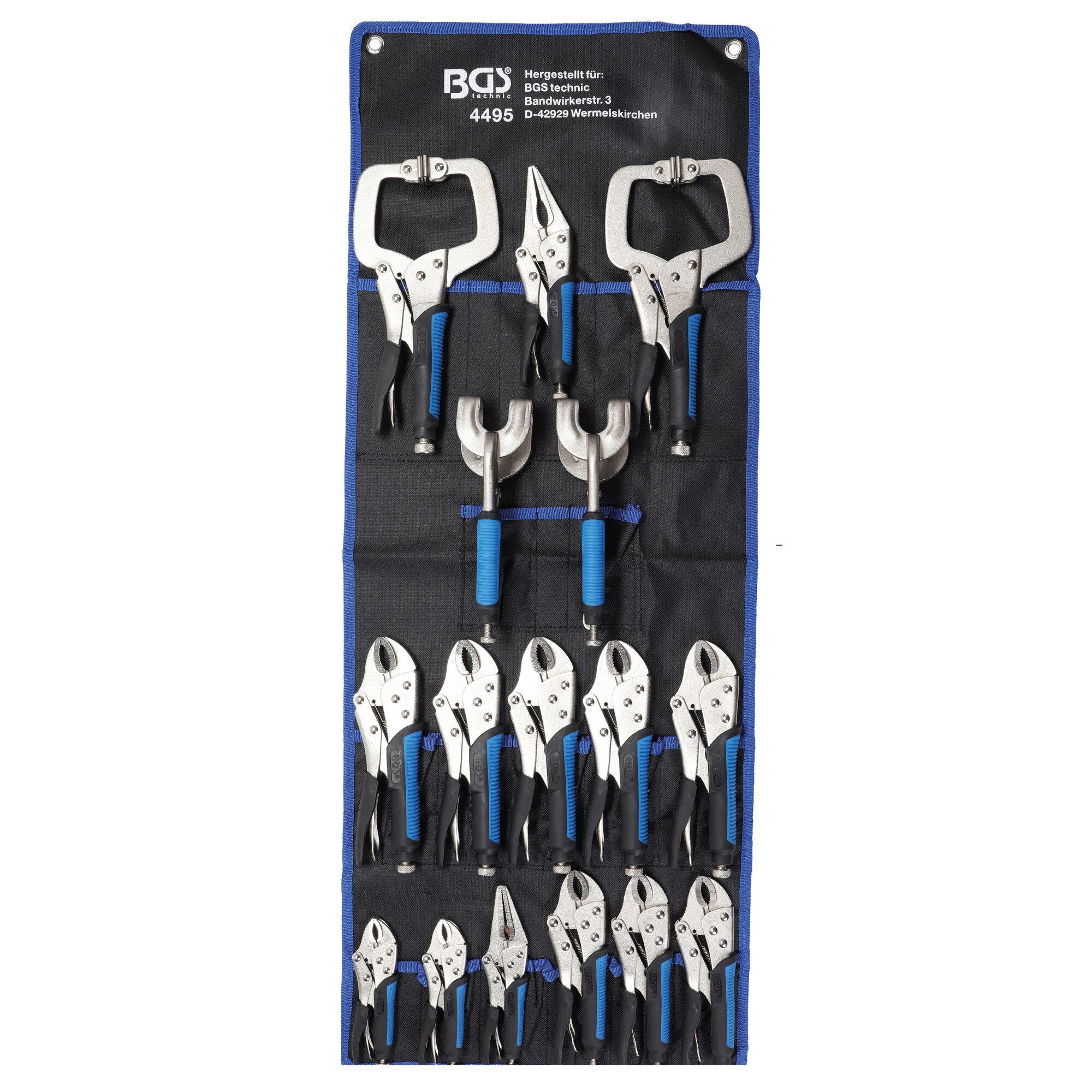 Trusa de clesti autoblocanti pentru tinichigerie, 16 piese, BGS 4495