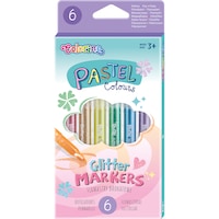 Set 6 carioci Colorino cu sclipici, pastel
