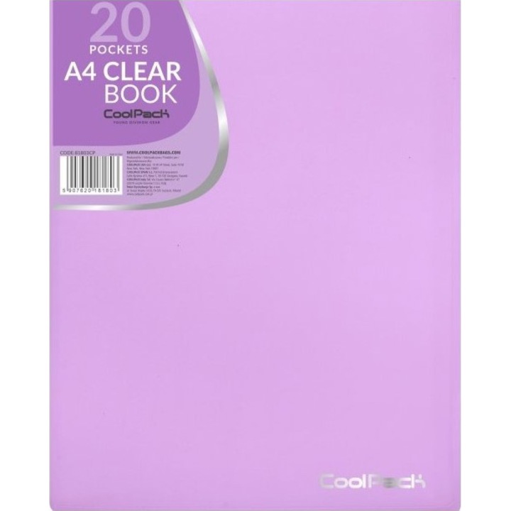 A4-es mappa 20 db pasztell Coolpack fóliával, lila