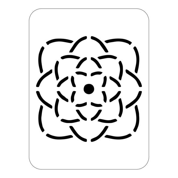 Sablon decorativ Simple Mandala, A4, reutilizabil, plastic, maro