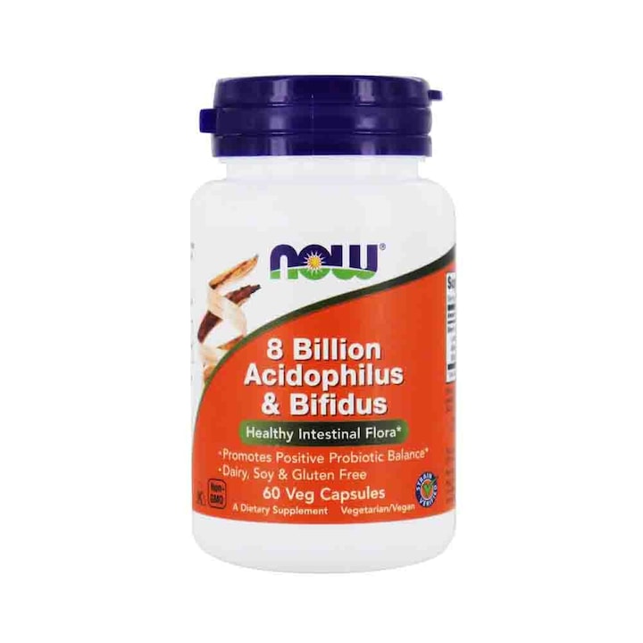 8 Billion Acidophilus si Bifidus, Now Foods, 60 capsule
