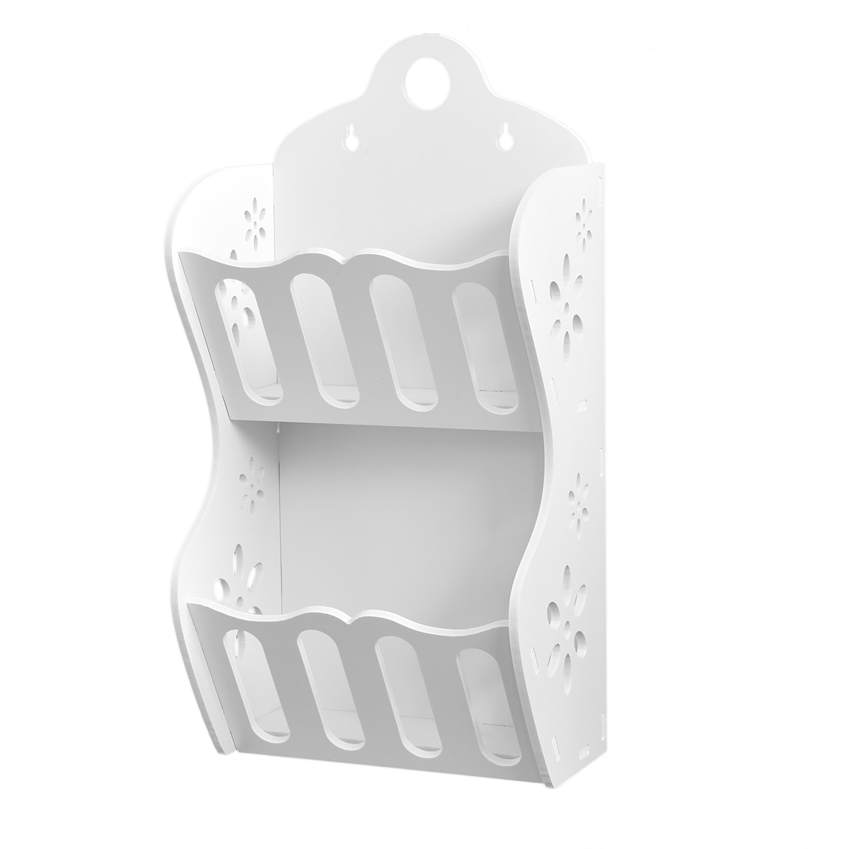 Suport perete pentru diverse cu 2 nivele, Naimeed D34, culoare Alb, 39 x 19,5 x 13,5 cm