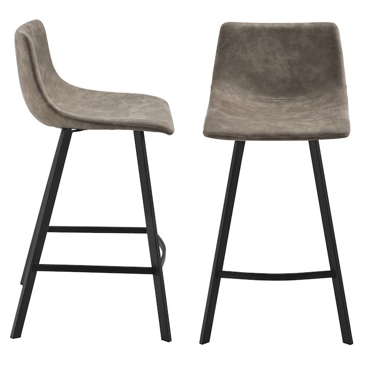 [en.casa]® Bárszék szett Edinburgh 2 darab műbőr kárpitozott design szék fém láb 88 cm magas vakondszín