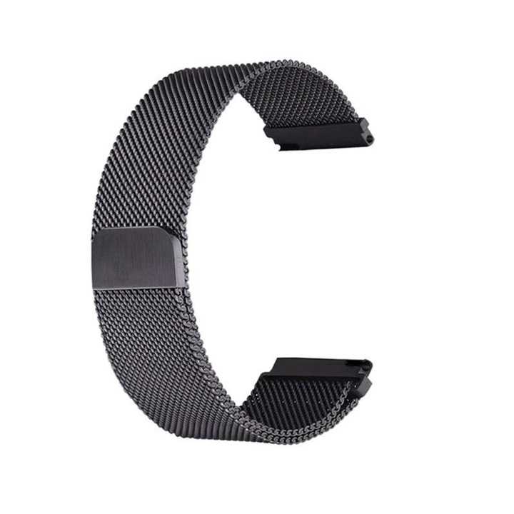 Curea metalica compatibila Huawei Watch GT 2 Pro, telescoape Quick Release, Milanese Loop, Negru