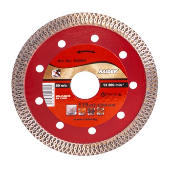 Disc diamantat TURBO super-subtire 115x22.2 mm RD-DD21, Raider 162201 Disc diamantat TURBO super-subtire 115x22.2 mm RD-DD21, Raider 162201