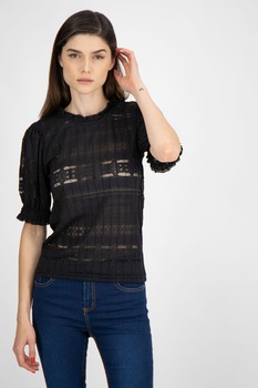 b.young, Bluza de dantela cu maneci medii, Negru b.young, Bluza de dantela cu maneci medii, Negru