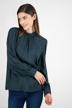 b.young, Bluza cu animal print si fronseuri, Verde englez, XS b.young, Bluza cu animal print si fronseuri, Verde englez, XS