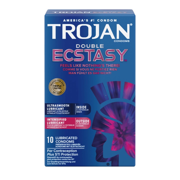 Prezervative Trojan Double Ecstasy, 10 buc