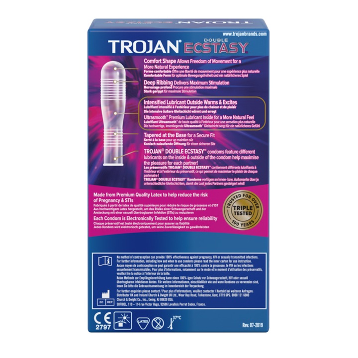 Prezervative Trojan Double Ecstasy, 10 buc