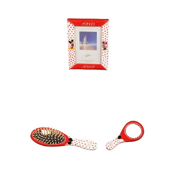 Set 3 accesorii pictate manual de lemn Minnie & Mickey