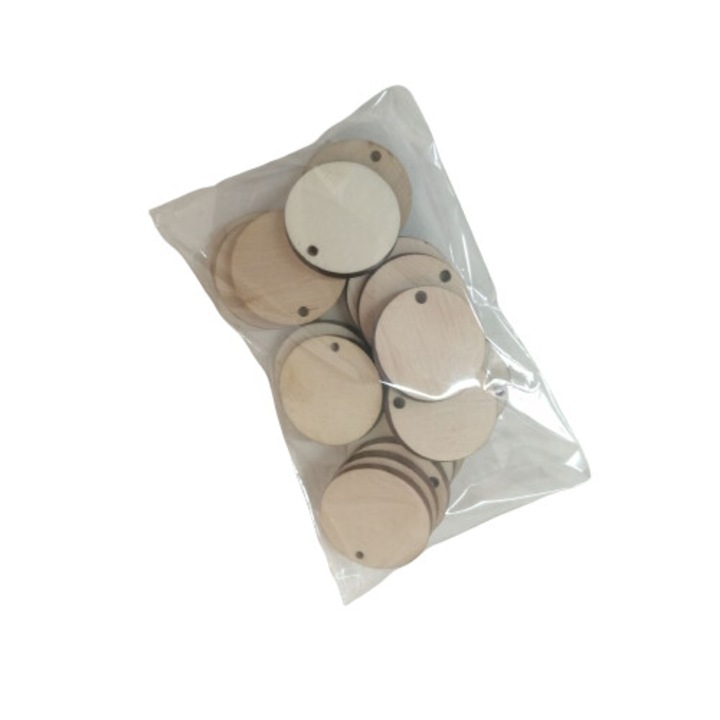 Set 20 bucati baza lemn blank, rotund, 3 cm