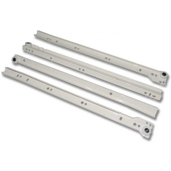 Glisiere cu role A 450 mm , extragere partiala, alb