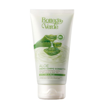 Crema de corp, hidratanta si racoritoare, cu 30% suc de aloe vera bio - Aloe, 150 ML, Bottega Verde Crema de corp, hidratanta si racoritoare, cu 30% suc de aloe vera bio - Aloe, 150 ML, Bottega Verde