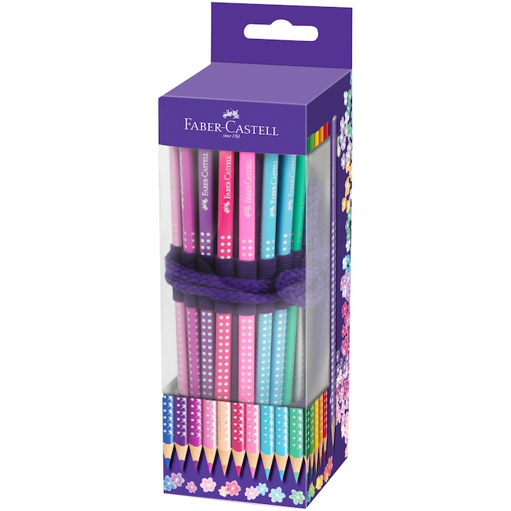 Faber-Castell Sparkle Színes ceruza készlet feltekerhető tolltartóban, 20 db, 1 db Grafitceruzával, Kiegészítőkkel