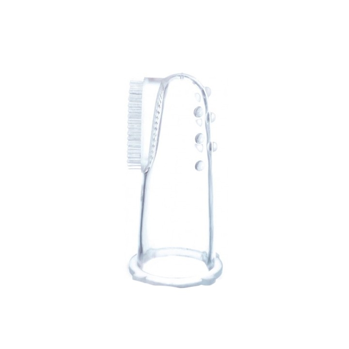 Degetar din silicon pentru masajul gingiilor 0+ luni Akuku A0393, Transparent