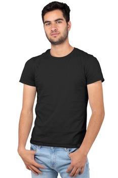 Tricou clasic A7 barbatesc, bumbac, Negru Tricou clasic A7 barbatesc, bumbac, Negru