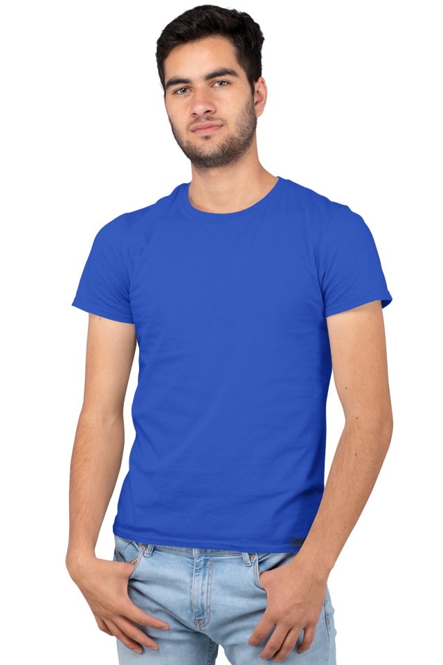 Tricou clasic A7 barbatesc, bumbac, Albastru