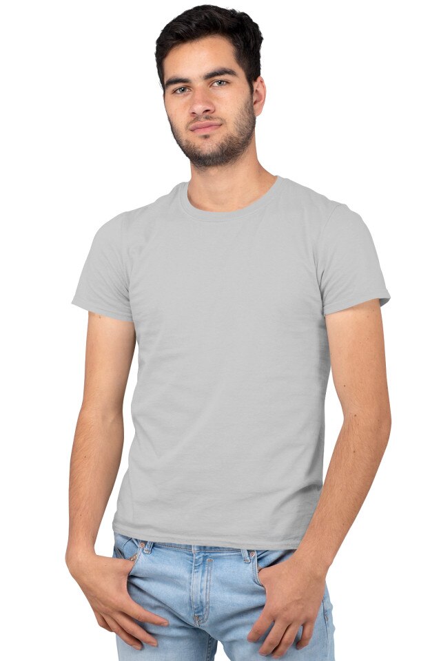Tricou clasic A7 barbatesc, bumbac, Gri