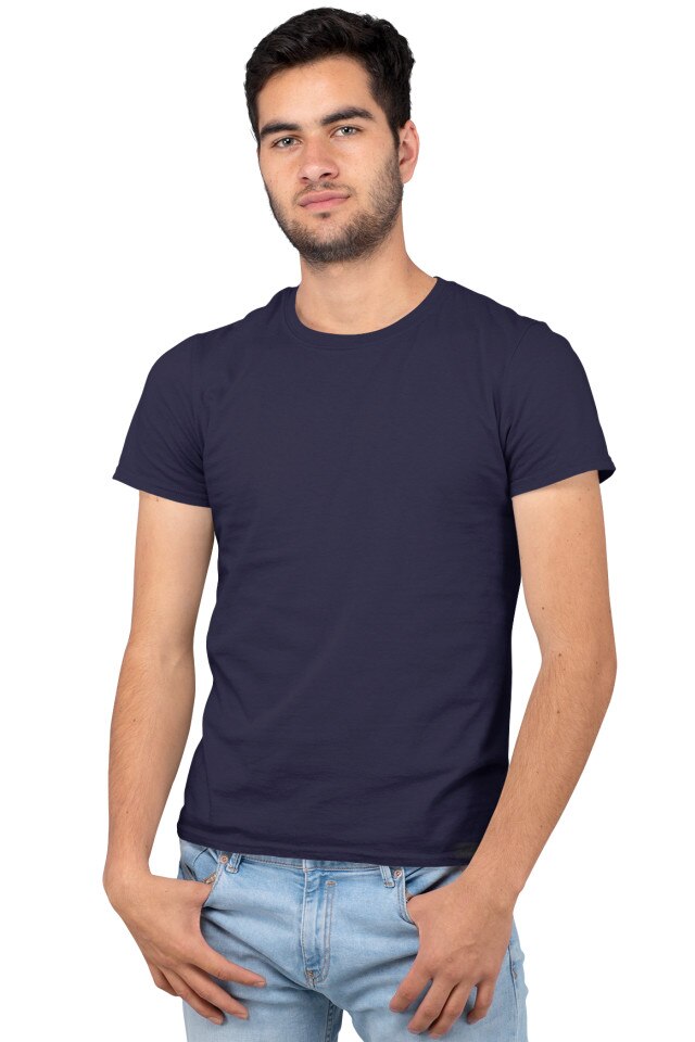 Tricou clasic A7 barbatesc, bumbac, Bleumarin