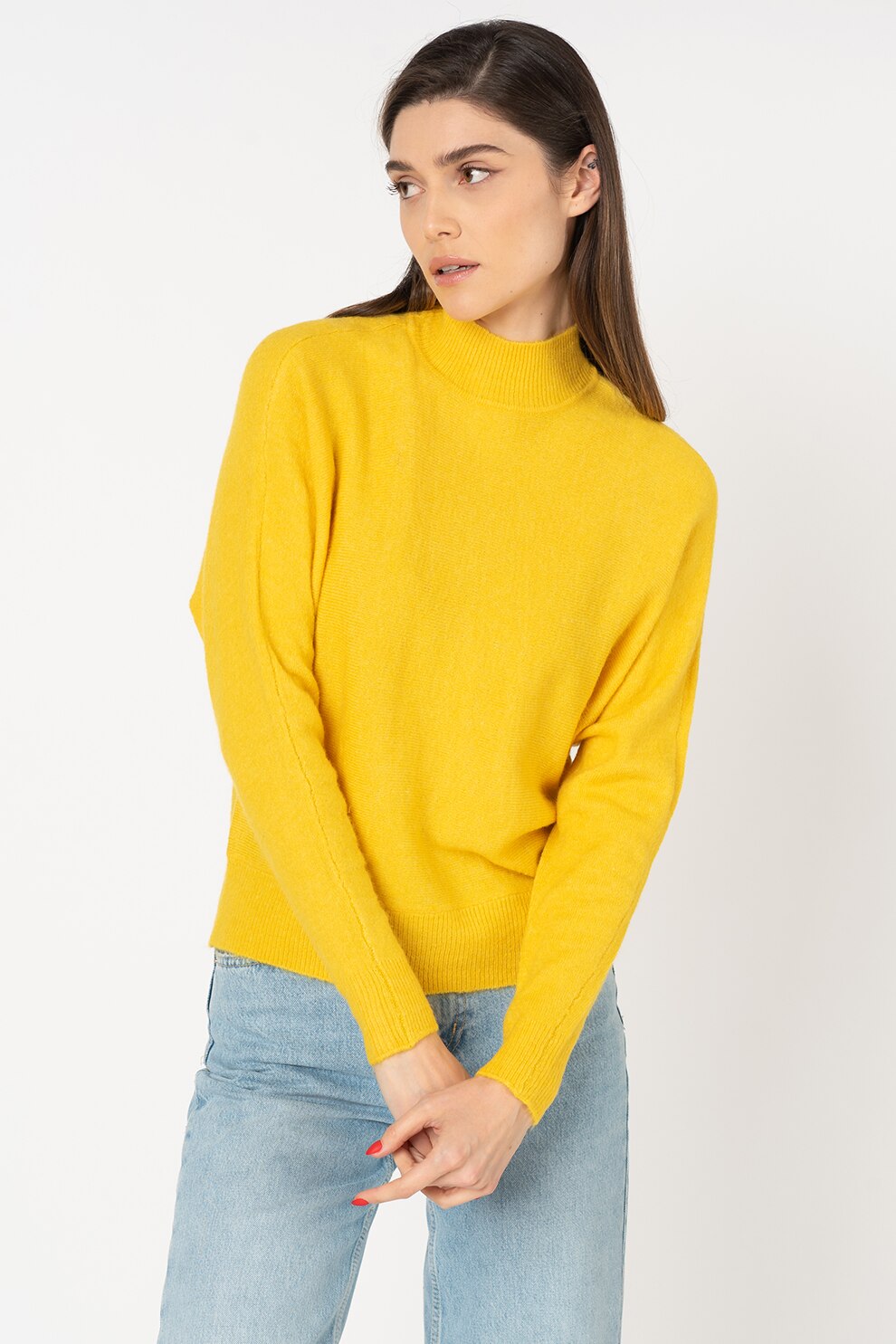 Only, Pulover cu guler mediu Corinne, Galben, L