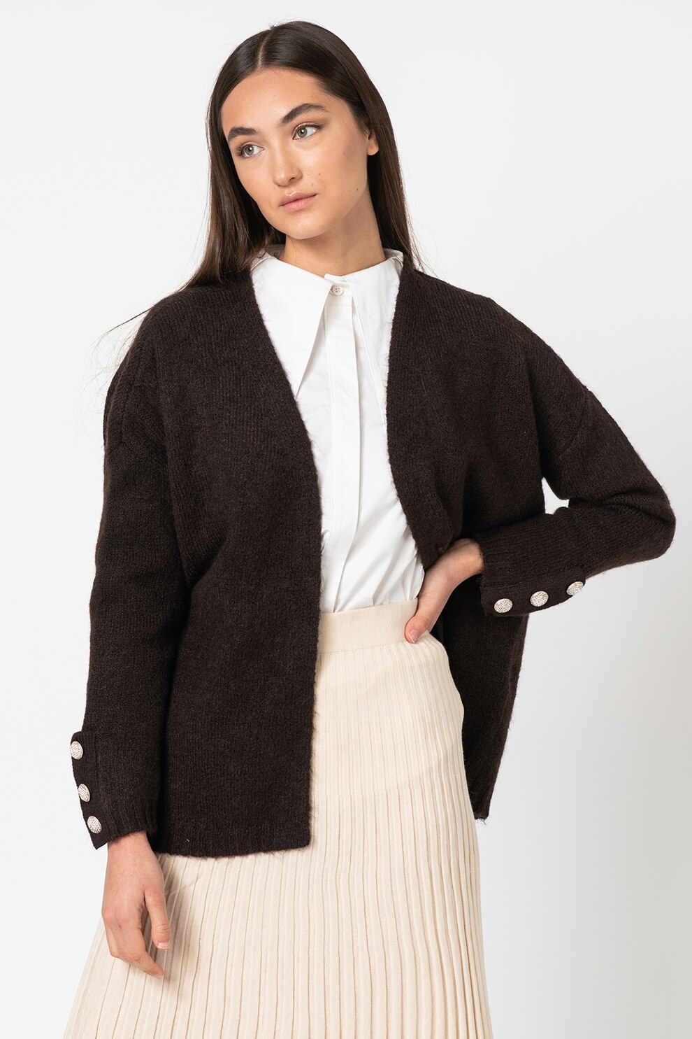 Vero Moda, Cardigan fara inchidere Aby, Violet pruna
