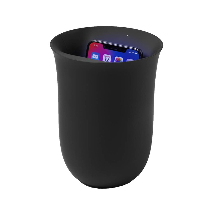 Incarcator wireless cu sterilizator UV Lexon Oblio, 10W, Matte Black