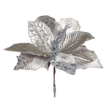 Ornament Craciun, floare argintie, 22 cm Ornament Craciun, floare argintie, 22 cm