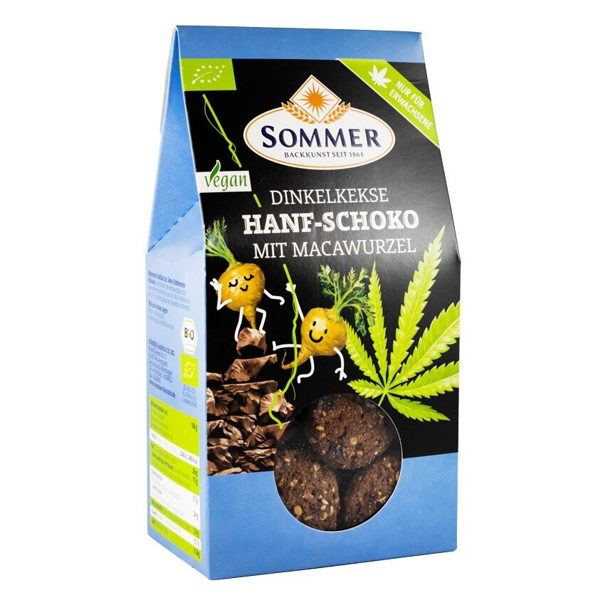 Biscuiti din grau spelta cu canepa si pudra de maca, bio, Sommer, 150g