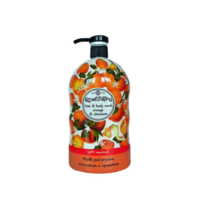 Sampon si Gel de dus 2 In 1 cu aroma de portocale si scortisoara, 1000ml, Naturaphy - Blue diamond