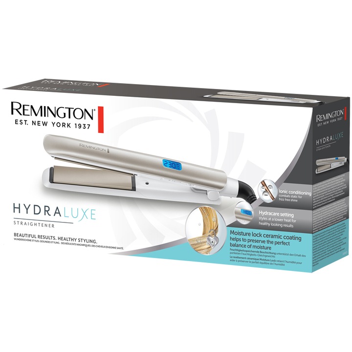 Placa de indreptat parul, Remington, Ceramica, 110 mm, Alb/Auriu