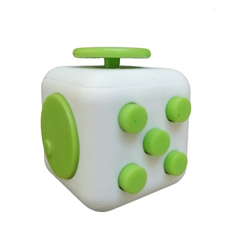 Cub antistres, Fidget Cube, Plastic, Alb/Verde Cub antistres, Fidget Cube, Plastic, Alb/Verde