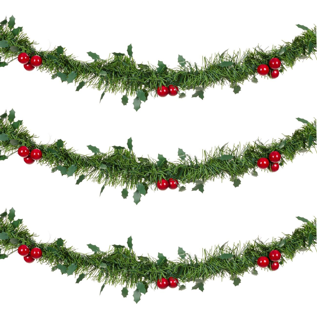 Ghirlanda cu merisoare rosii de Craciun, Lioness, 3 m x 8 cm