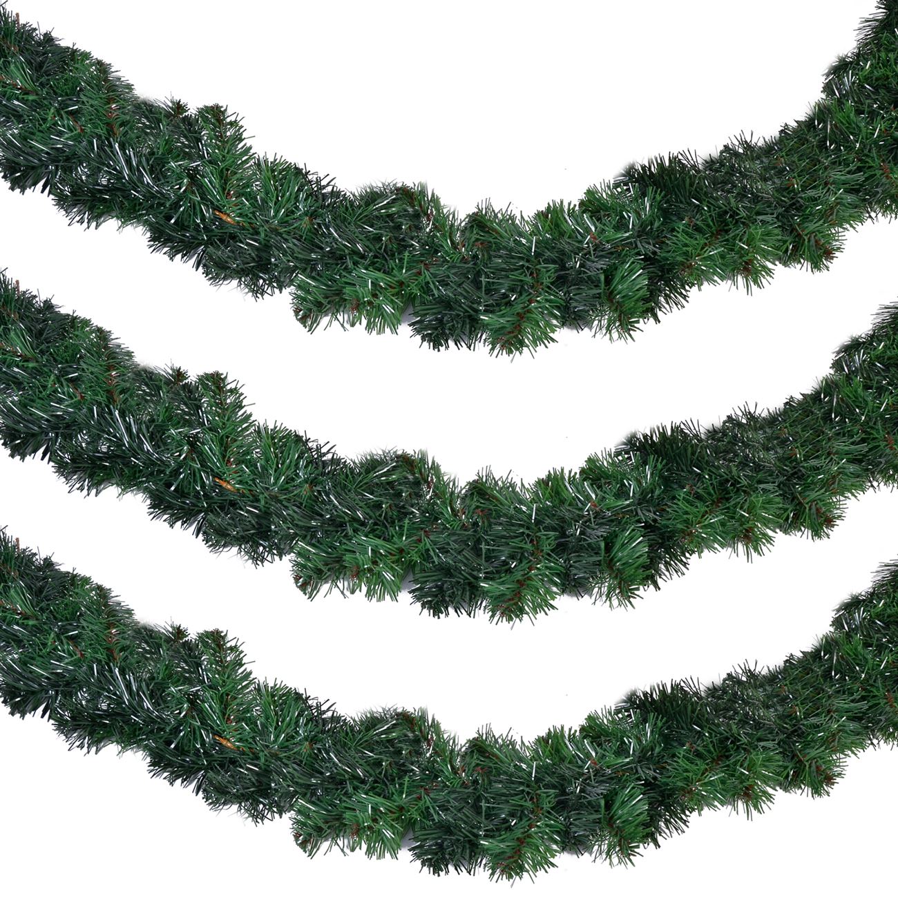 Ghirlanda Decorativa de Craciun, New Line, model cu 128 de Ramuri, 2,7 m, Verde