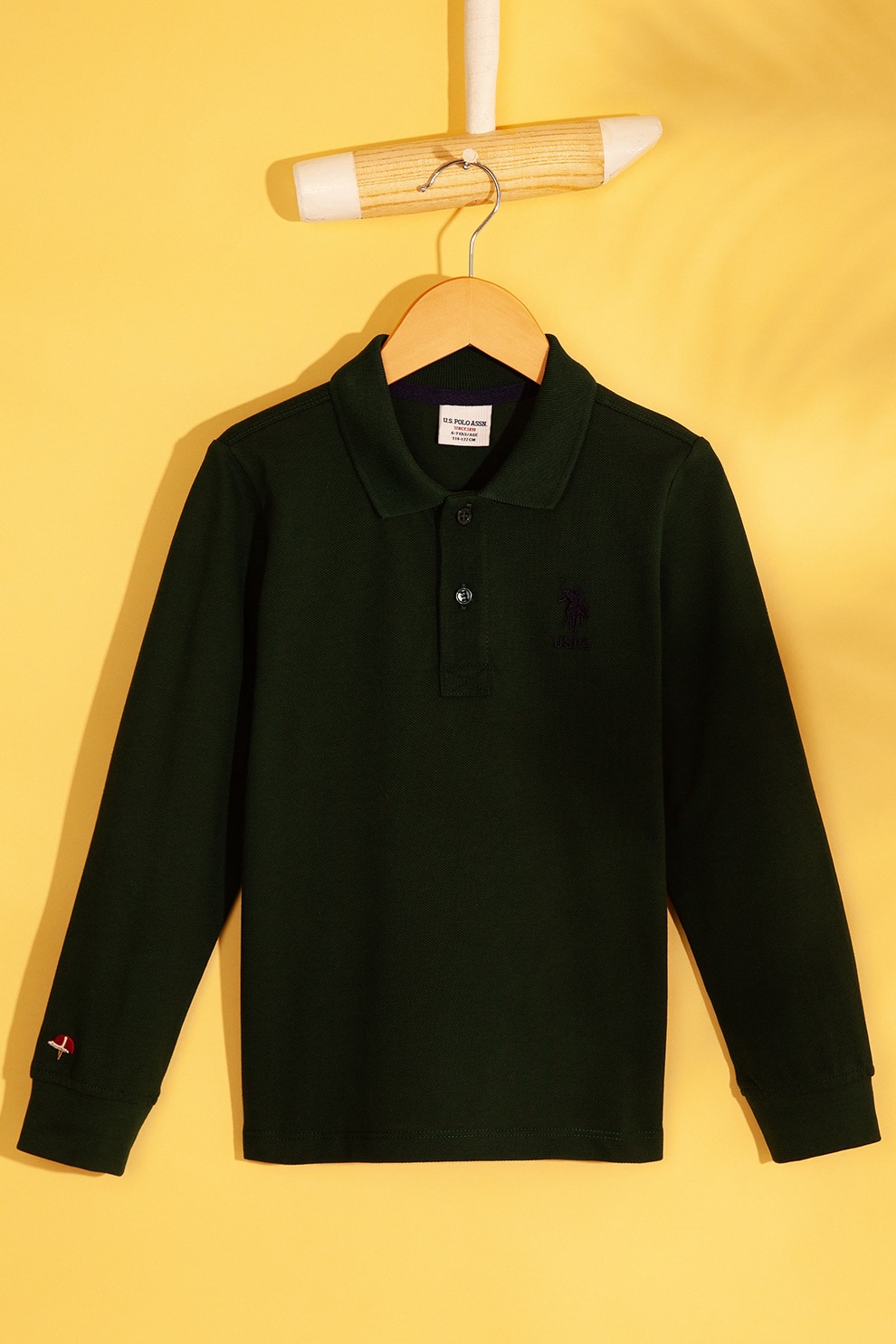 U.S. Polo Assn., Bluza polo cu aspect pique, Verde forest, 140-146 CM