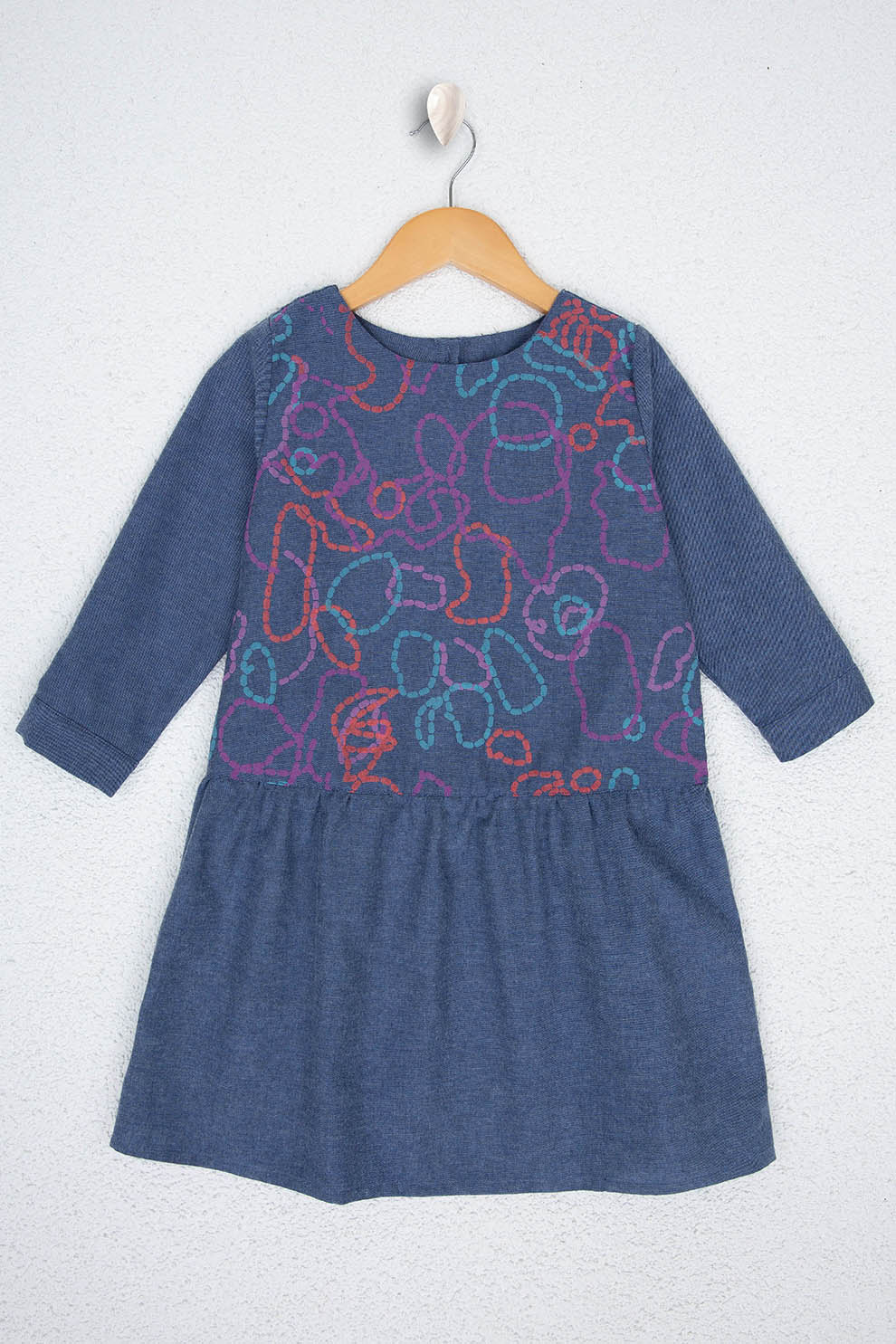 U.S. Polo Assn., Rochie evazata cu detalii grafice, Albastru inchis/Rosu/Violet ametist