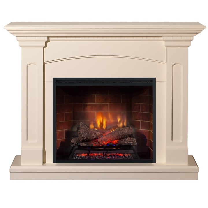 Elektromos kandalló Alabaster Vanilla - 3D Dimplex Revillusion 30", Fűtéssel , Hanggal