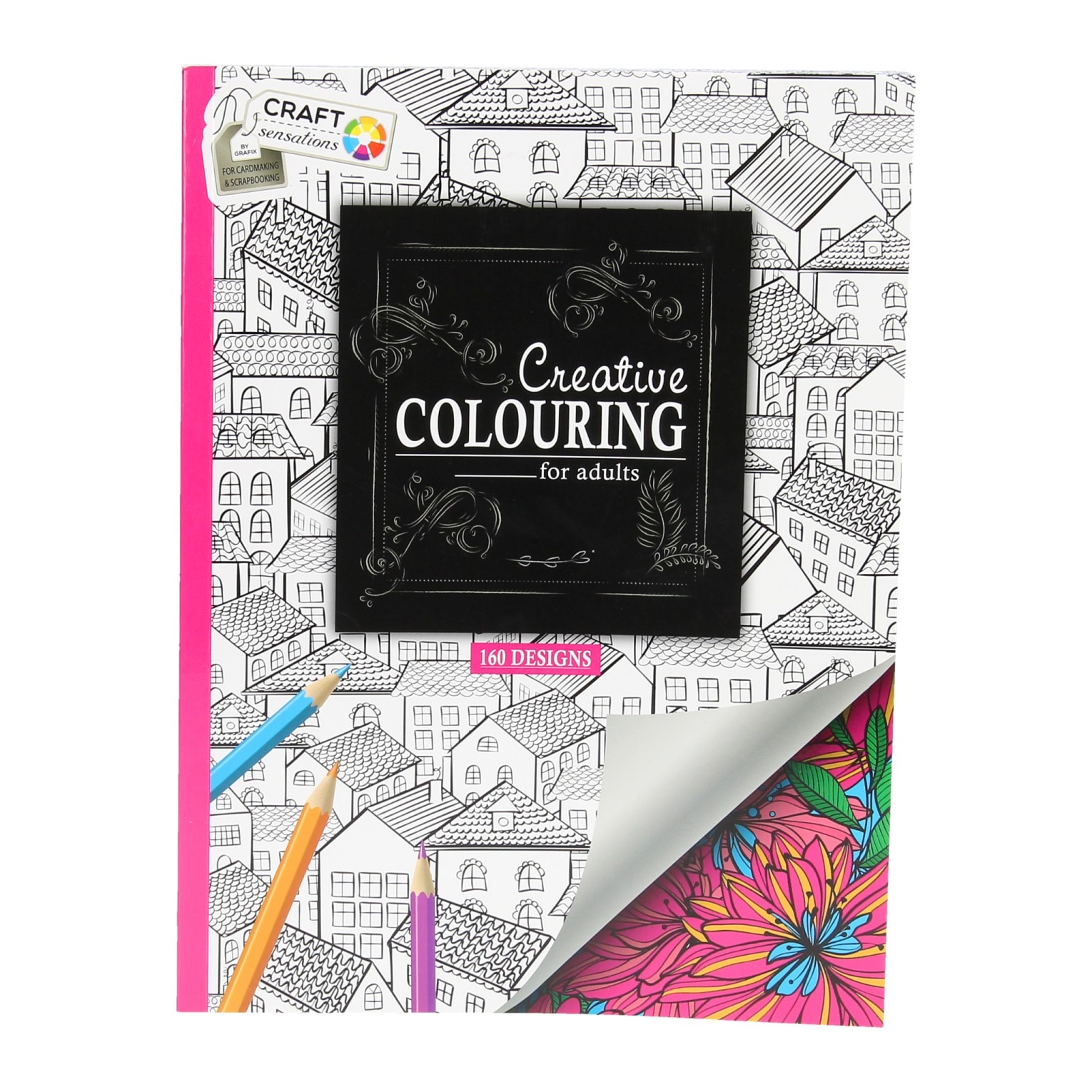 Carte de colorat pentru adulti, Grafix, 160 desene, roz