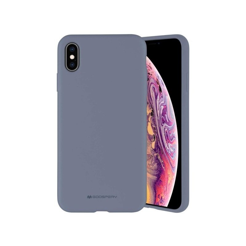 Husa Spate Mercury Silicone iPhone X / Xs , cu Interior Alcantara , gri Lavander