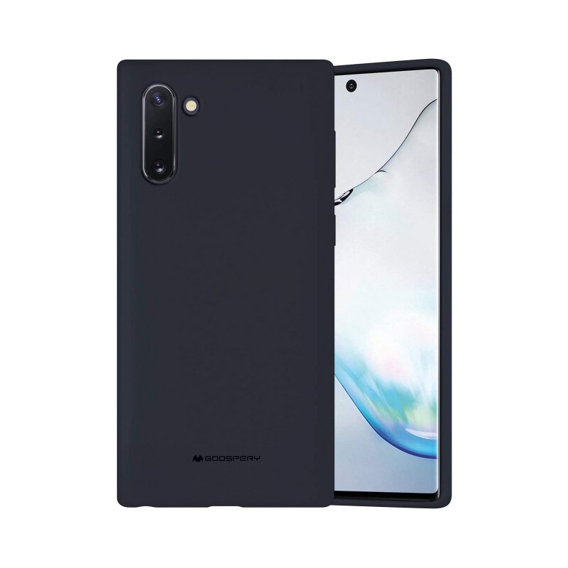 Husa Spate Mercury Silicone Samsung Galaxy Note 10 , cu Interior Alcantara , navy Albastru