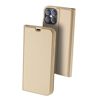 Husa iPhone 12 Pro Max, Flip / Book, Stand si Buzunar Card, DUX DUCIS, Piele Ecologica, Gold Husa iPhone 12 Pro Max, Flip / Book, Stand si Buzunar Card, DUX DUCIS, Piele Ecologica, Gold