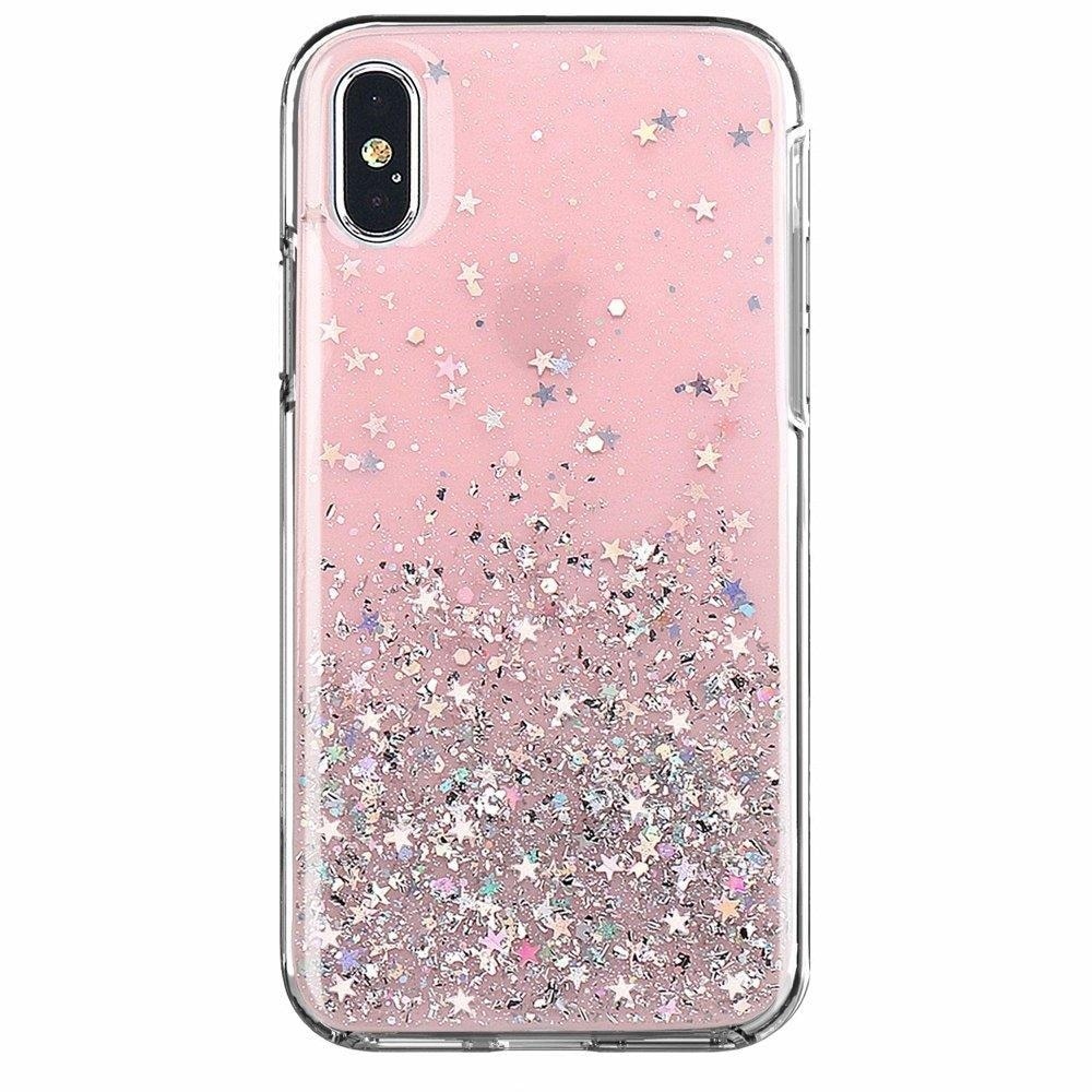 Husa iPhone 12 / 12 Pro, Star Glitter Shining, Sclipici, Roz